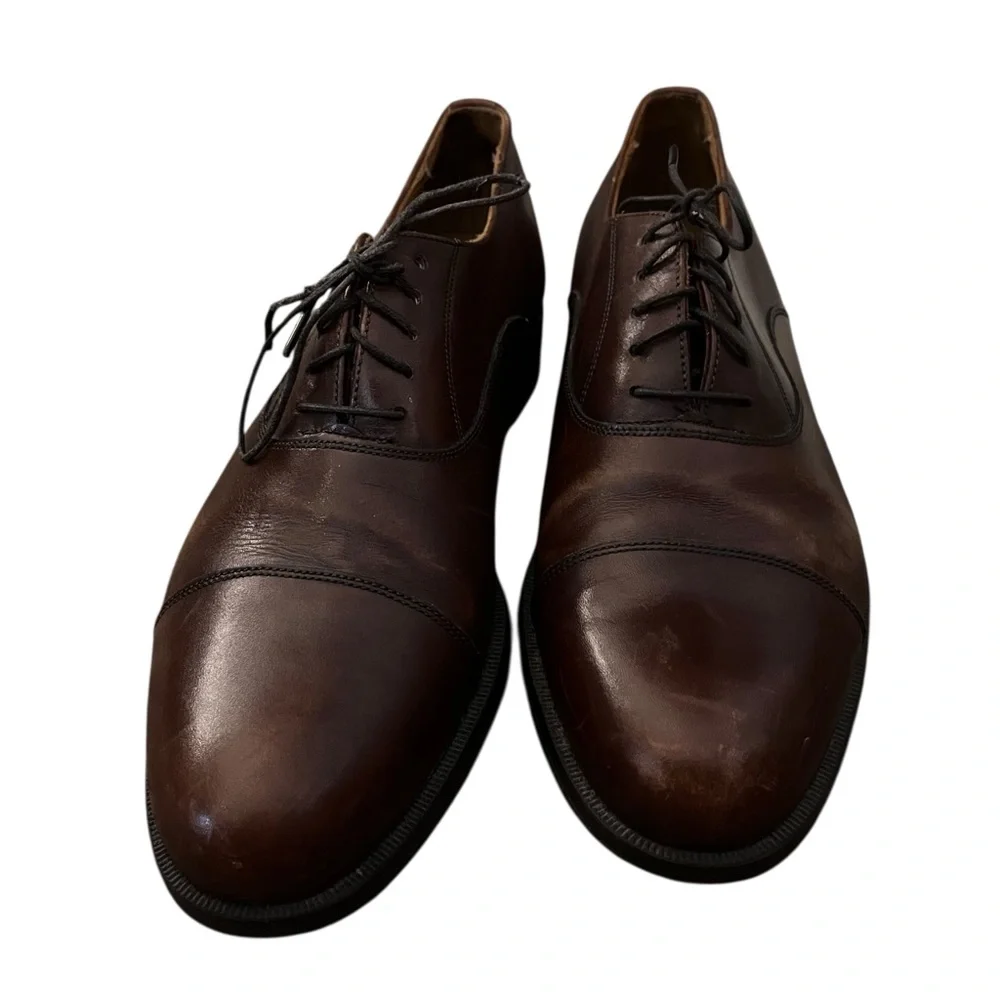 Vintage Y2K Florsheim Comfortech Cap Toe Oxford Dress Shoes Leather Brown 9.5D